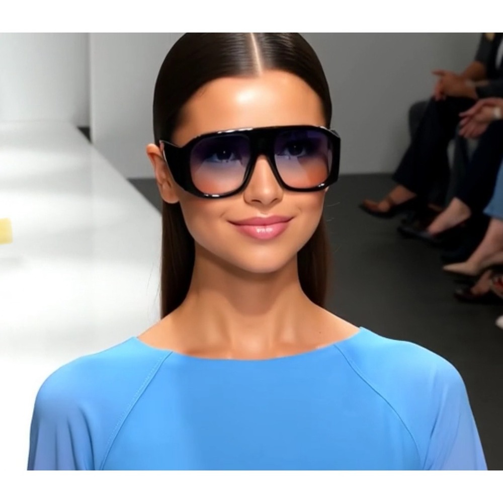 Personality Big‎ Frame Round Sunglasses Women Uv400 Gradient Eyewear Blue Pink